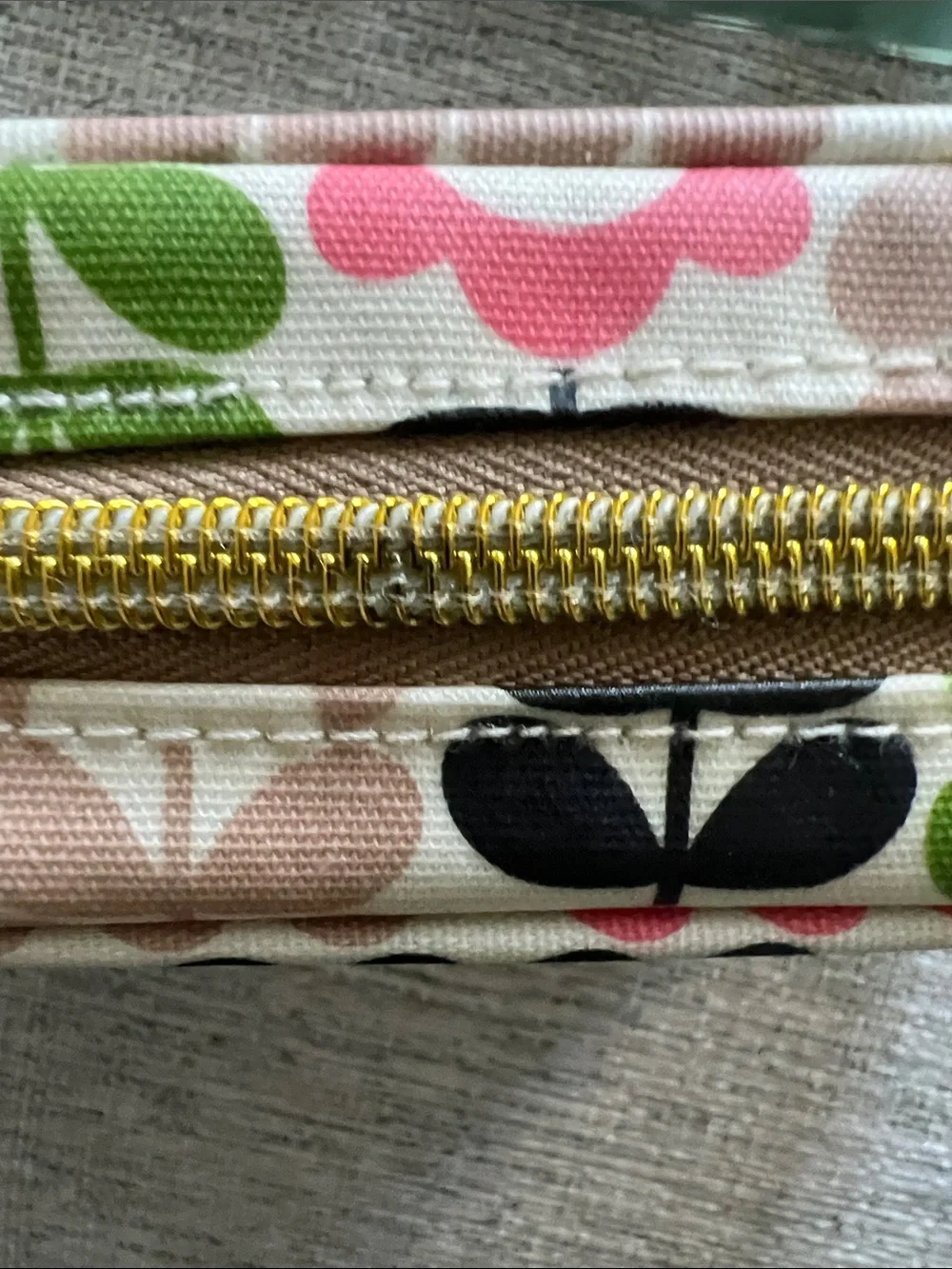 Orla Kiely Multicolor Stem-Print Cosmetic Pouch in Pink, Green & Black